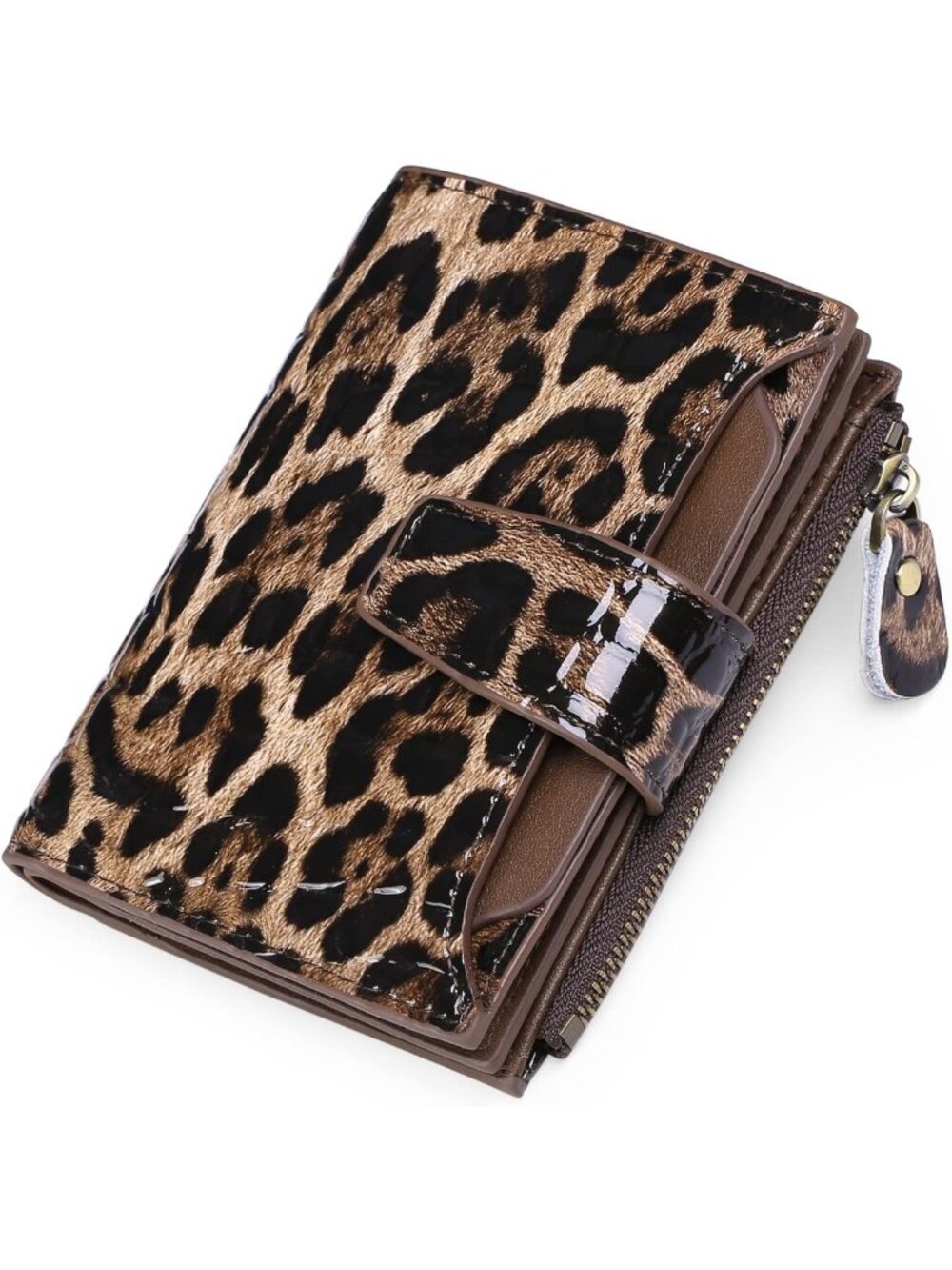 Stylish Leather Women's Wallet - RFID Blocking, Leopard Print Credit Card Holder